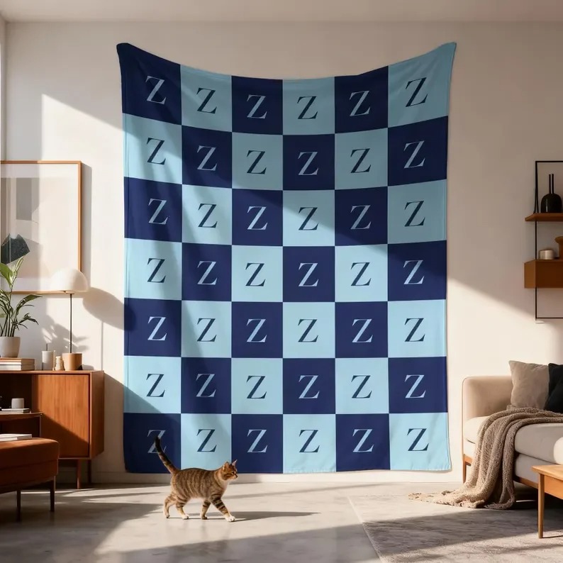 Grid Letter Blanket Plush Blan - Cashmere Throw Blanket ulasan dan harga