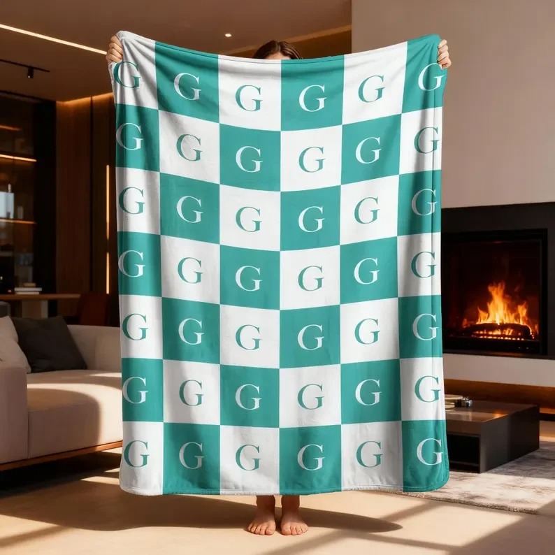 Grid Letter Blanket Plush Blan - Cashmere Throw Blanket ulasan dan harga