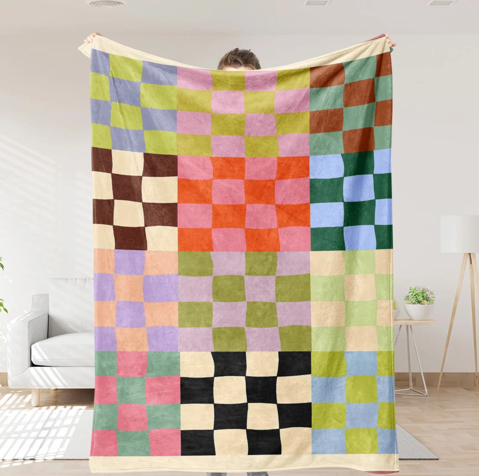 Grid Letter Blanket Plush Blan - Cashmere Throw Blanket ulasan dan harga