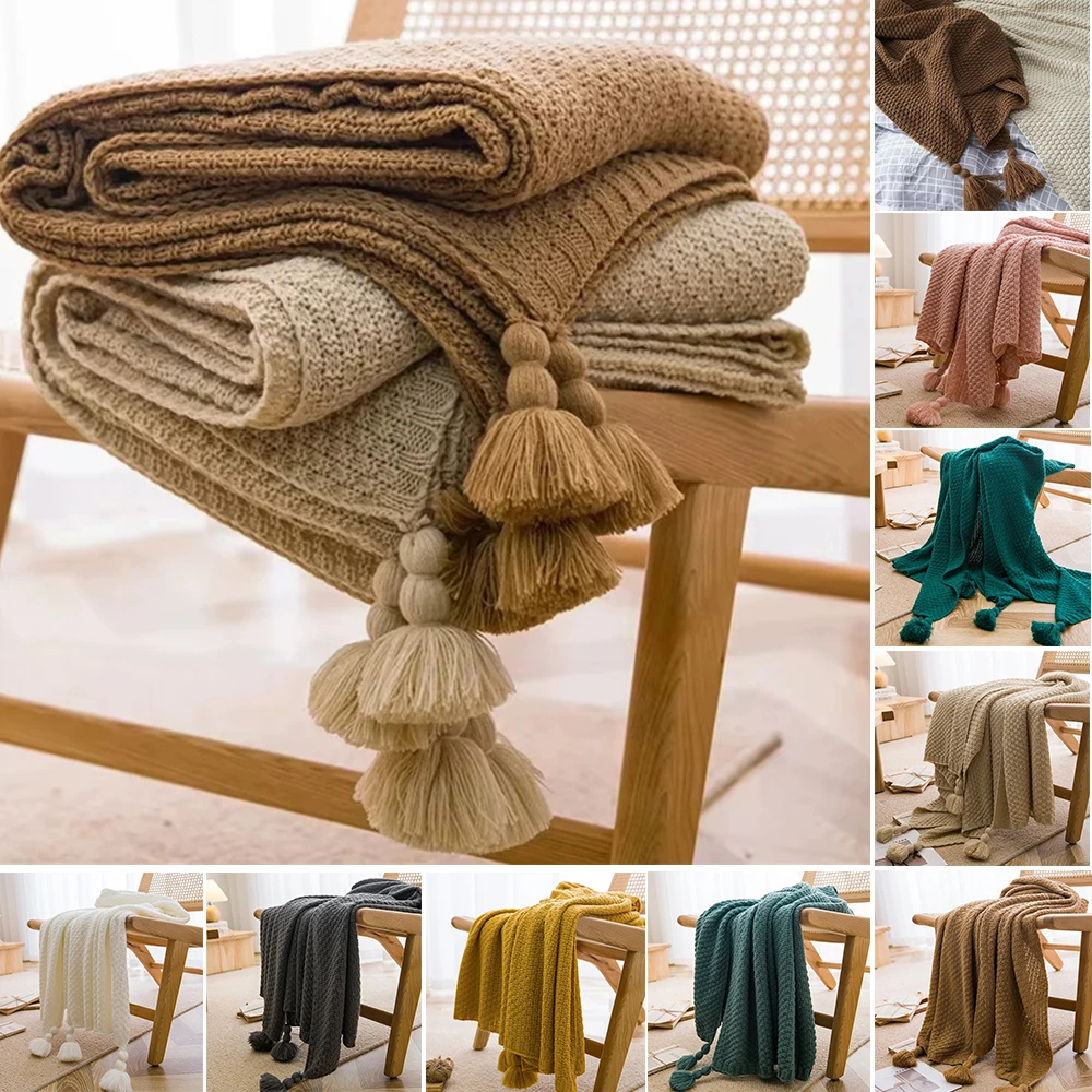 Nap Blanket Warm Knitted Blank - Cashmere Throw Blanket ulasan dan harga