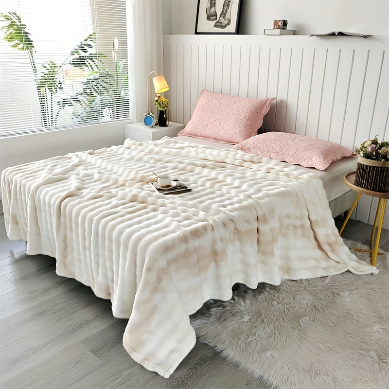 Luxurious Faux Rabbit Fur Bed  - Cashmere Throw Blanket ulasan dan harga